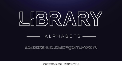 Creative Outline Double line monogram alphabet and tech fonts. Lines font regular uppercase and lowercase. Vector illustration.