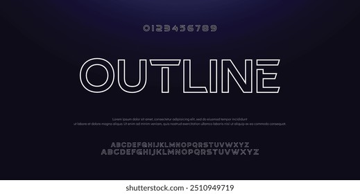 Creative Outline Double line monogram alphabet and tech fonts. Lines font regular uppercase and lowercase. Vector illustration.