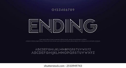 Creative Outline Double line monogram alphabet and tech fonts. Lines font regular uppercase and lowercase. Vector illustration.