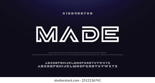 Creative Outline Double line monogram alphabet and tech fonts. Lines font regular uppercase and lowercase. Vector illustration.