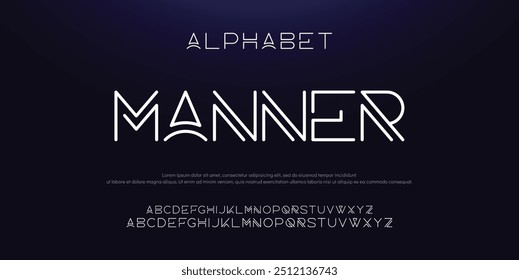 Creative Outline Double line monogram alphabet and tech fonts. Lines font regular uppercase and lowercase. Vector illustration.