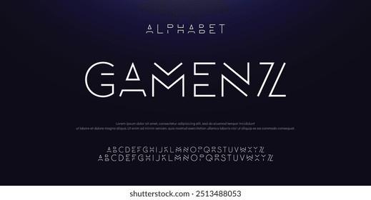 Creative Outline Double line monogram alphabet and tech fonts. Lines font regular uppercase and lowercase. Vector illustration.