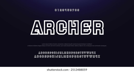 Creative Outline Double line monogram alphabet and tech fonts. Lines font regular uppercase and lowercase. Vector illustration.