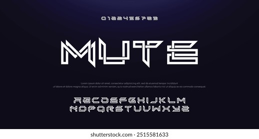Creative Outline Double line monogram alphabet and tech fonts. Lines font regular uppercase and lowercase. Vector illustration.