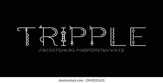 Creative Outline Double line monogram alphabet and tech fonts. Lines font regular uppercase and lowercase. Vector illustration.
