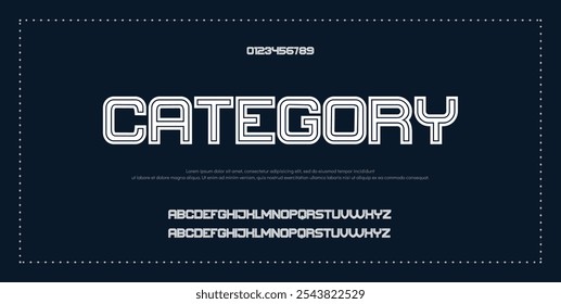 Creative Outline Double line monogram alphabet and tech fonts. Lines font regular uppercase and lowercase. Vector illustration.