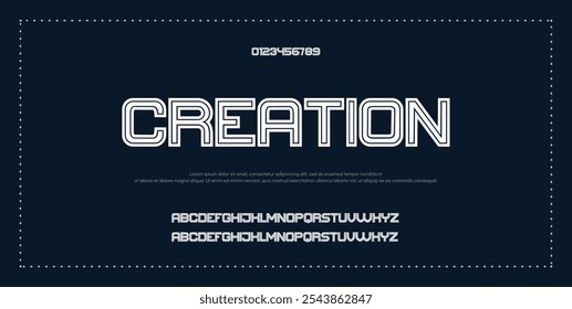 Creative Outline Double line monogram alphabet and tech fonts. Lines font regular uppercase and lowercase. Vector illustration.