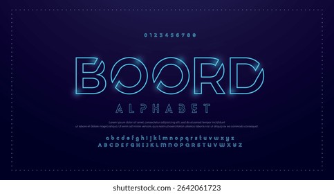 Creative Outline Double line monogram alphabet and tech fonts. Lines font regular uppercase and lowercase. Vector illustration.