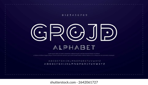 Creative Outline Double line monogram alphabet and tech fonts. Lines font regular uppercase and lowercase. Vector illustration.