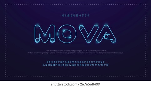 Creative Outline Double line monogram alphabet and tech fonts. Lines font regular uppercase and lowercase. Vector illustration.
