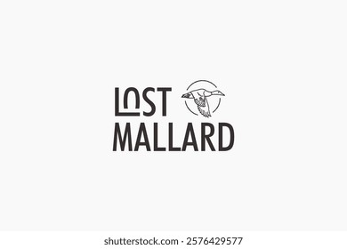 creative outline flying mallard symbol logo design vector illustration. modern lost mallard icon logo vector design template for explore, travel, adventure business