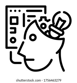 Icono de esquema creativo. Concepto de pensamiento de diseño.