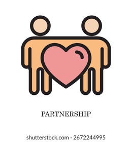 Icono de esquema creativo de la asociación, que representa a las personas, los negocios, el trabajo en equipo y los valores de la comunidad.