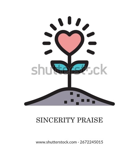 Creative outline icon of sincerity praise, representing people, business, teamwork, and community values.