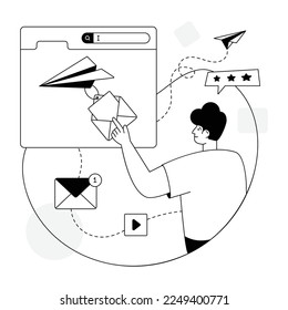 Creative outline illustration of email marketing 