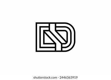 creative outline initial letter D logo design vector illustration. geometric monogram letter D symbol logo vector design template for business, company and community