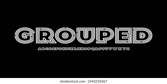 Creative Outline line monogram alphabet and tech fonts. Lines font regular uppercase and lowercase. Vector illustration.
