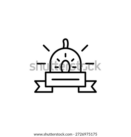 Creative Outline Notification Bell Icon With Glowing Light