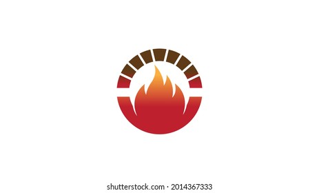creative oven fire brick circle logo vector design icon 