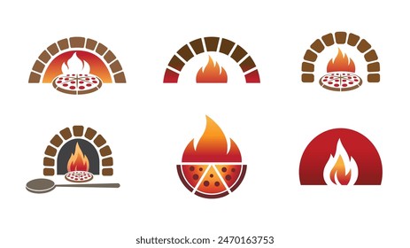 Creativo horno pala pizza colección logo vector iconos símbolo diseño ilustración	
