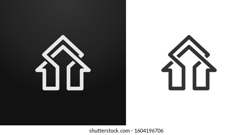 creative overlapping outline home logo design - line art geometric house vector