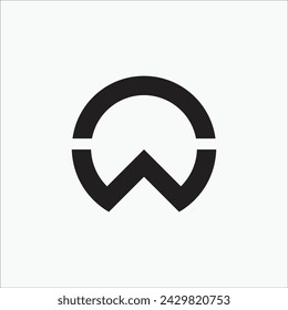 Creative OW or WO initial monogram circle shape pattern line art modern unique shape logo design