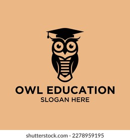 creative owl design, vector template with graduation hat, education logo design