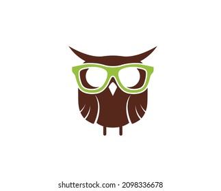 Creative owl geek glasses logo vector design symbol illustration