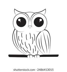 Creative Owl Line Art For Children's Coloring Book