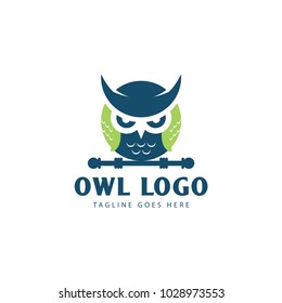 Creative owl logo and emblem - design elements for schools, educational signs, and sports. Vector Illustration