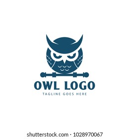 Creative owl logo, owl head logo and emblem - design elements for schools , educational signs and sport