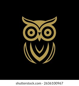 A creative owl logo, silhouette, symbol, Illustration Unique Design with black background