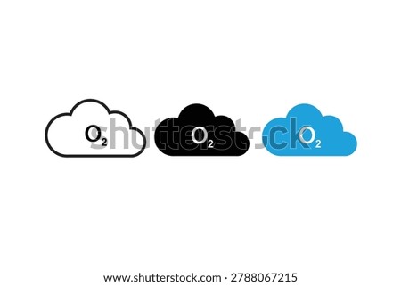 Creative oxygen cloud icon collection in minimalist modern style isolated on white background. Perfect for environment, weather, clean air, healthcare, and ecological concepts.