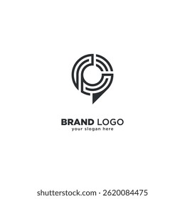 Diseño creativo del logotipo del chat de la letra P, símbolo moderno de la mensajería para las marcas.