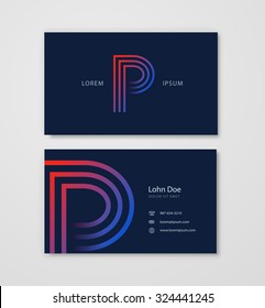 Creative P Letter Logo Business card. Vector template