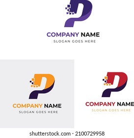 Plantilla de diseño de logotipo de carta creativa, plantilla de diseño de logotipo de letra p