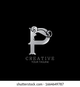 Creative P Letter  Luxury Initial Nature Tropical Leaf logo Icon, monogram vector design concept nature vintage.