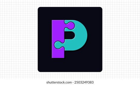 Logo creativo del rompecabezas del Vector de la letra P, logotipo colorido elegante de las piezas Letra P, símbolo del logotipo del carácter P