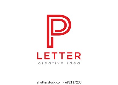 Creative P Line Art Concept logo Design Template