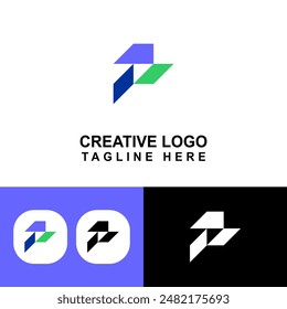 Diseño creativo del logotipo de P para la identidad de la empresa