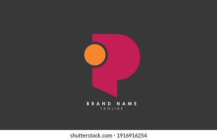 Creative P Text Logo Design Vector