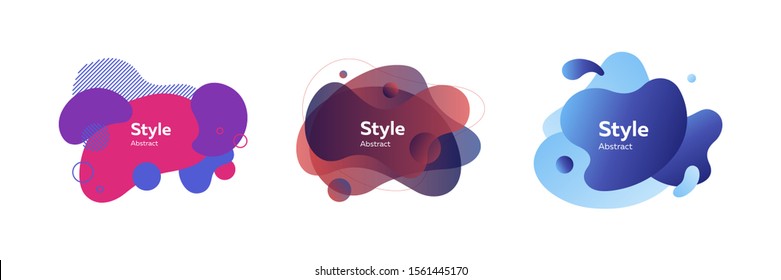 Paquete creativo de formas abstractas.Concepto publicitario. Diseño dinámico vectorial. Líquido, colorido. La ilustración puede utilizarse para el diseño web, publicidad, diapositivas de presentación, interfaz