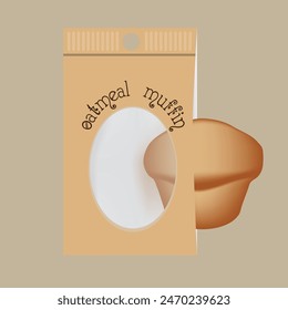 Embalaje creativo para el mollete de avena. Ilustración vectorial