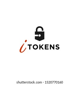 creative padlock logo design, letter I and secure vector