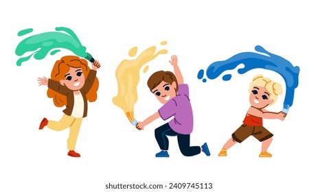 creative paint art brush kid  vector.  child craft, school children, banner education creative paint art brush kid character. people flat cartoon illustration