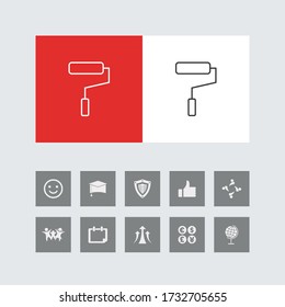 Creative Paint Brush Line Icon with Bonus Icons. 