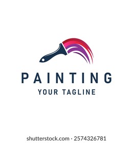 Creative Paint Brush Logo Design Unique and Colorful Paint Icon Symbol