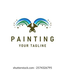 Creative Paint Brush Logo Design Crossed Unique and Colorful Paint Icon Symbol