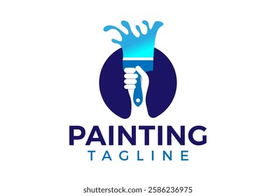 Creative Paint Brush Logo Design, House Painting Logo, Painter Handyman Logo, Color splash paint logo design for Painting Services Vector Coating, Remodeling Home Renovation Real Estate, Construction