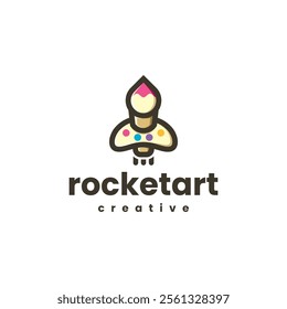 creative paint rocket logo vector